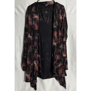 Salaam Sz M Cardigan Open Sweater Boho Floral Abstract Long Sleeve Made in USA